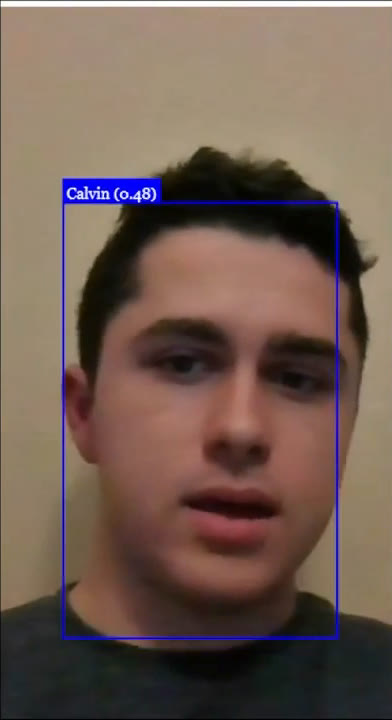 Live camera view with a box around my face labeled Calvin